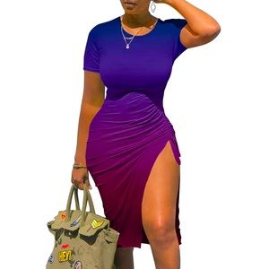 Women’s Sexy Multicolor Rushed Dress